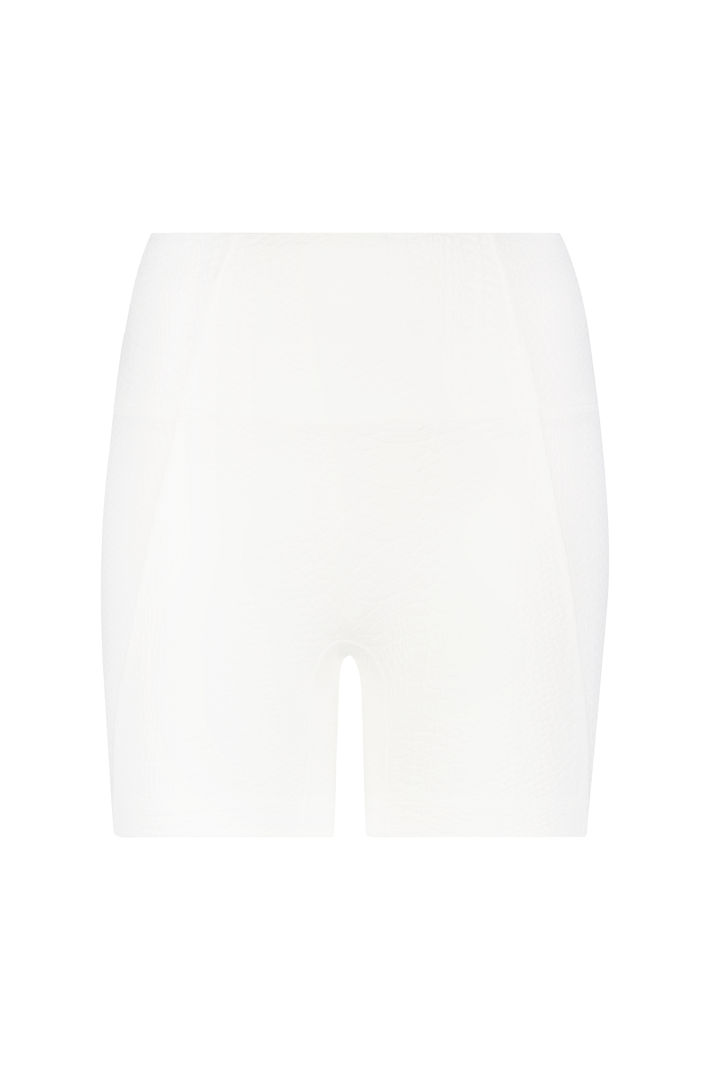 White Biker Short with Textured Fabric