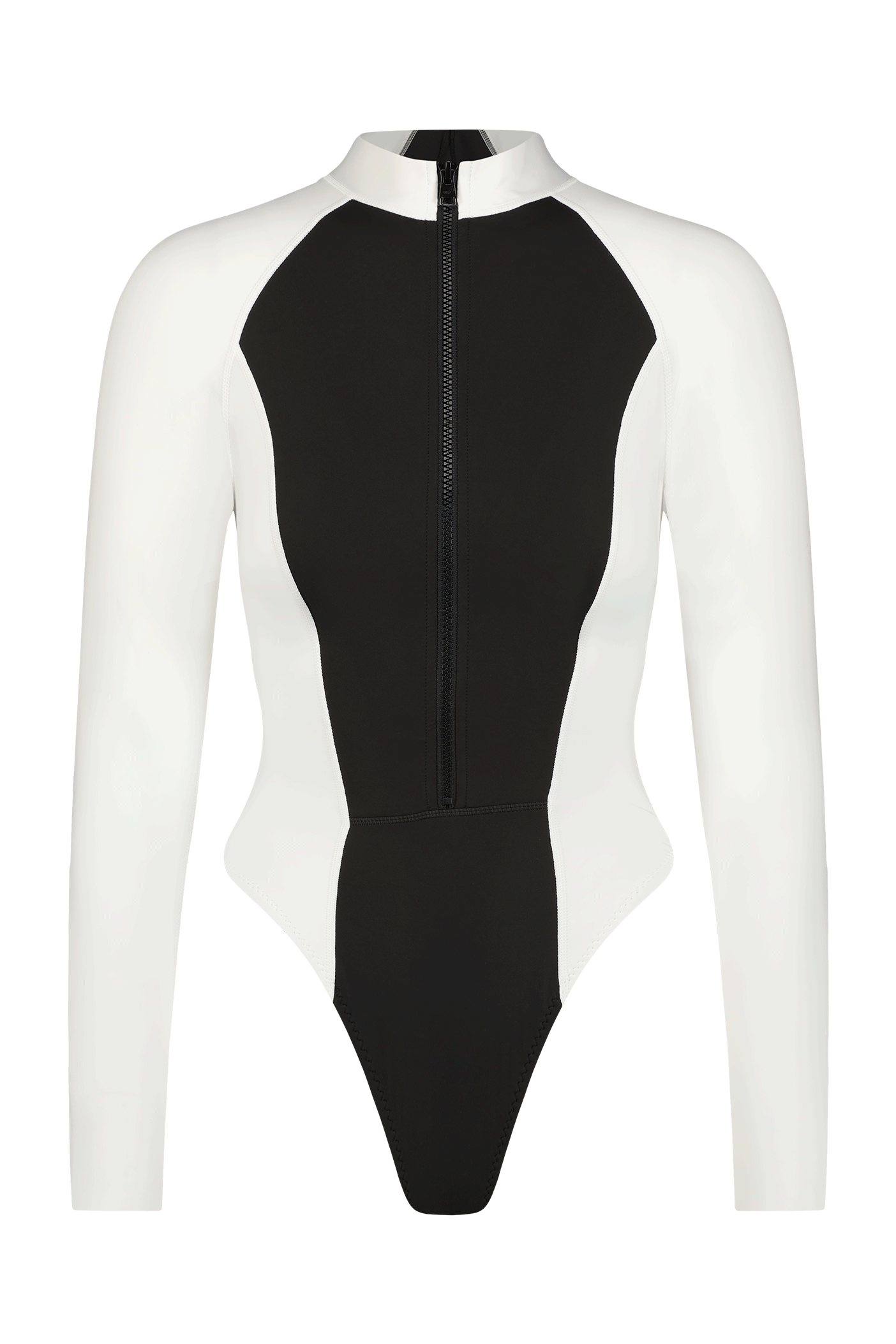 Black and White Colorblock Sursuit with Long sleeves