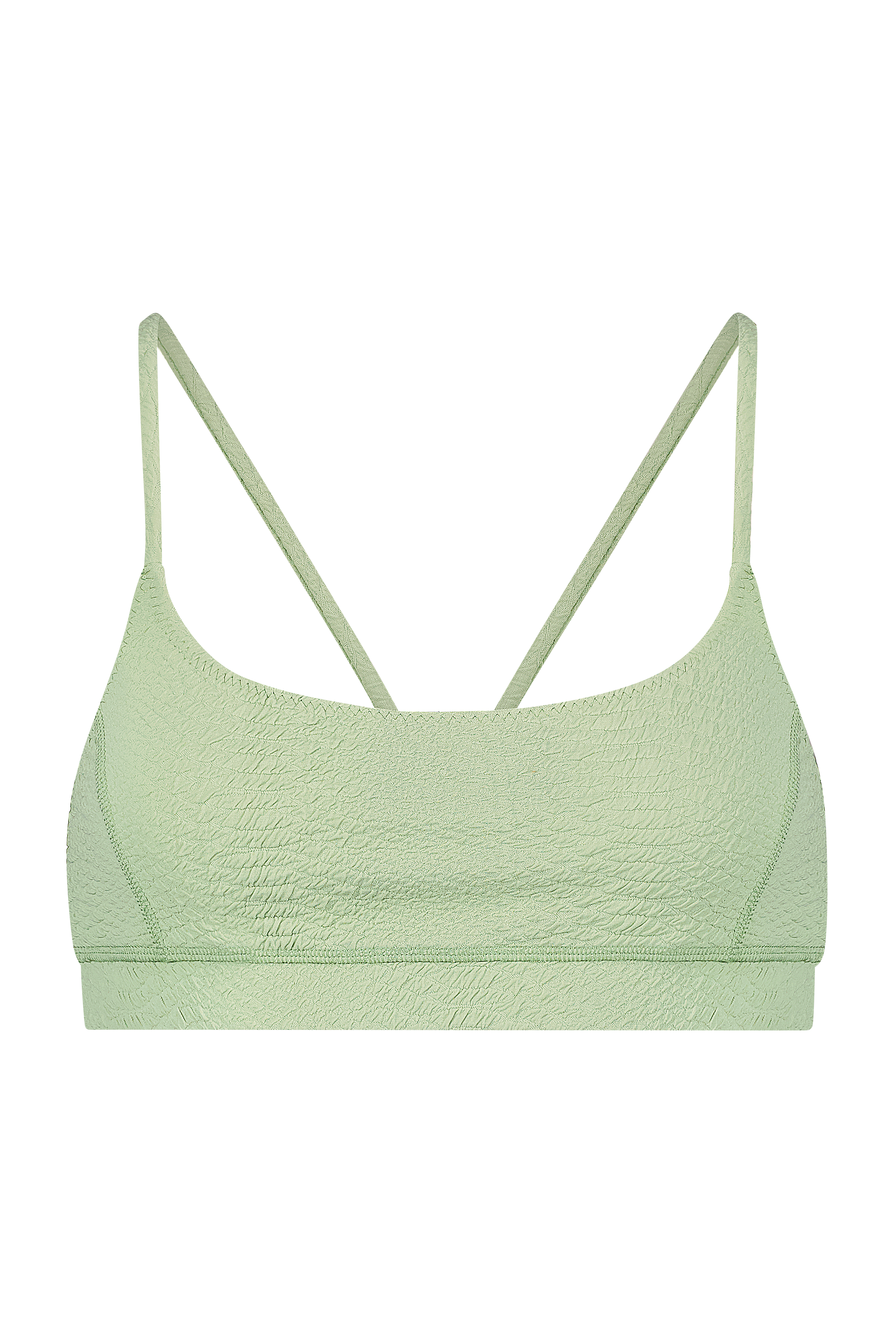 Jade Green Sports Bra in Faux Snakeskin Textured Fabric